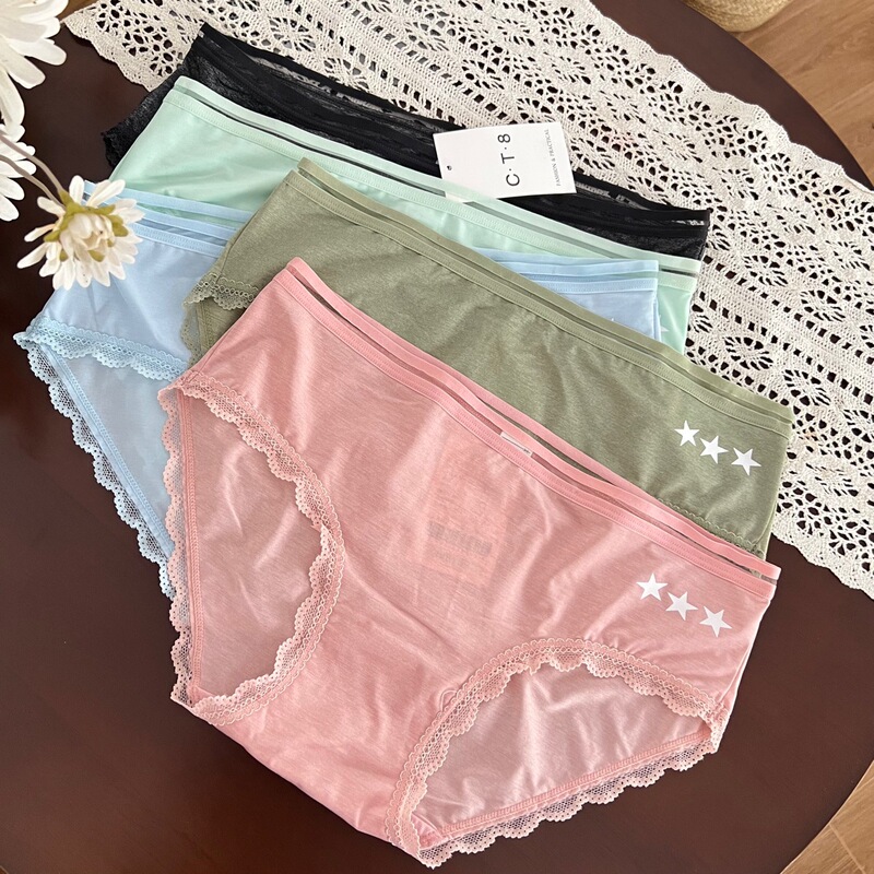 Healthy Pure Cotton Crotch, Ice Silk, Sporty Style, Lace Trim, Mid-Waist, Solid Color, Comfortable, Hip-Hugging, Seamless Women's Panties Healthy Pure Cotton Crotch, Ice Silk, Sporty Style, Lace Trim, Mid-Waist, Solid Color, Comfortable, Hip-Hugging, Seamless Women's Panties