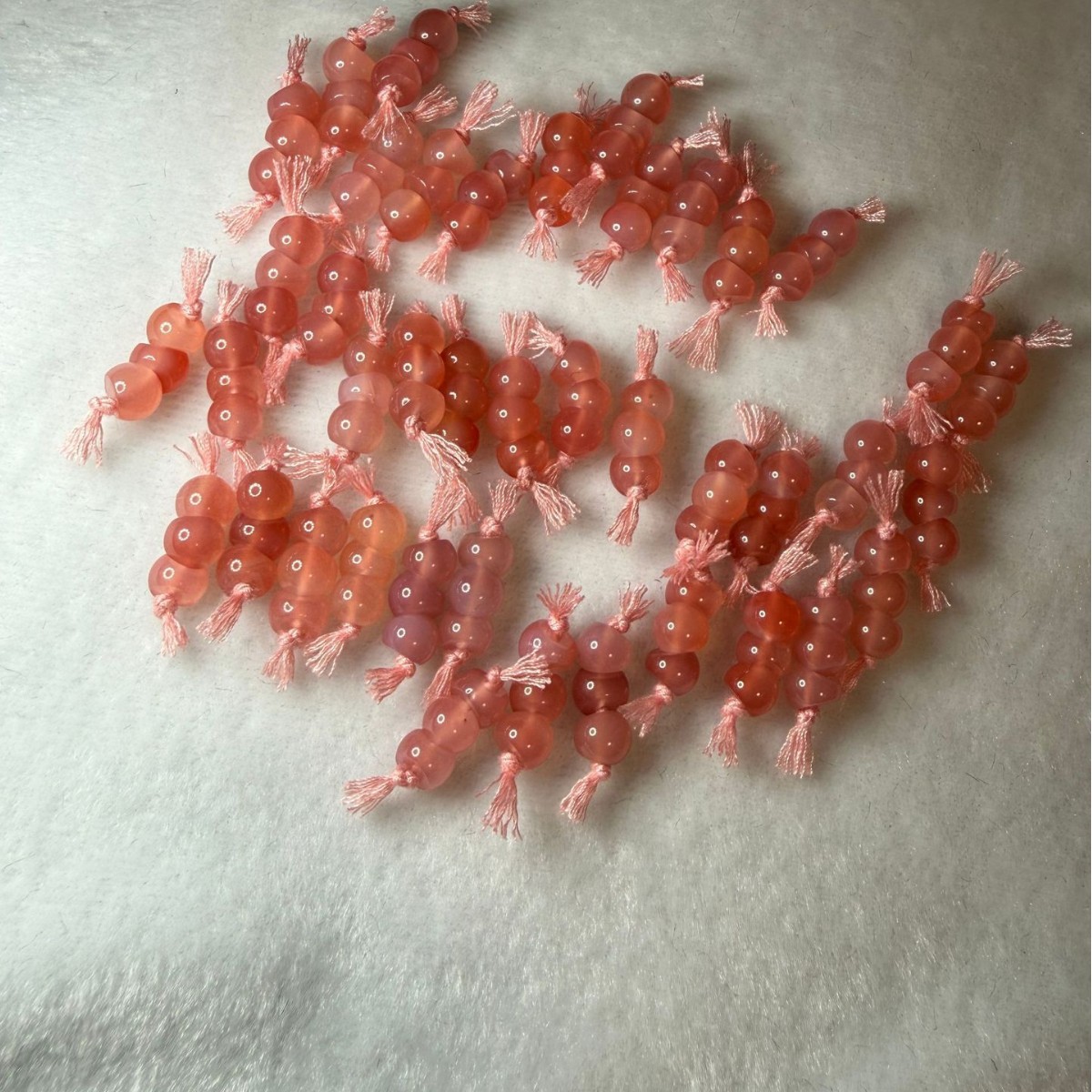 DIY 文玩 7mm  粉糯玛瑙  精工 大肠珠 服饰配件、饰品厂家批发实拍图