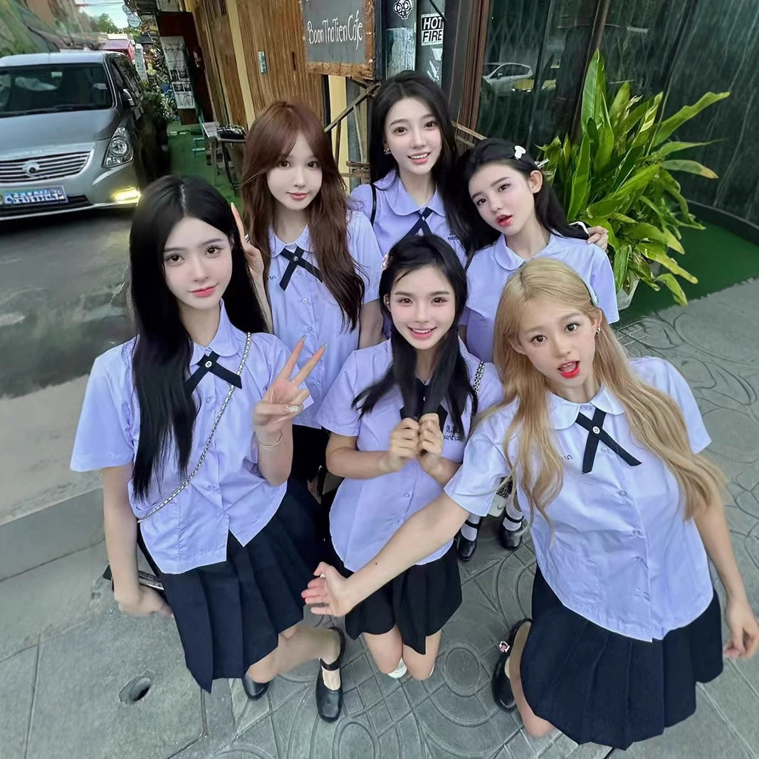 Тайская тайская школьная форма рубашка женский колледж стиль jk униформа старшеклассников хоровое представление выпускной костюм