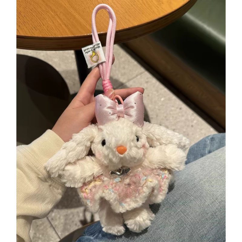 かわいいチューリップガーゼスカート、長い耳のウサギのバッグペンダント、高級ぬいぐるみペンダントキーホルダー、親友ギフト|undefined