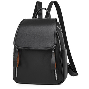 Backpack Women's 2024 New Large Capacity PU Women's Small Backpack Casual Black Business Commuter Backpack Wholesale Trendy