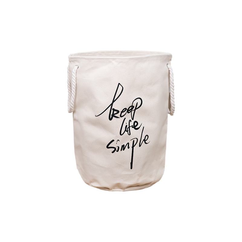 Cesta de ropa sucia de lona, oreja de cuerda de algodón, cesta de almacenamiento simple de vida, barril de almacenamiento, dormitorio doméstico, ropa interior, ropa