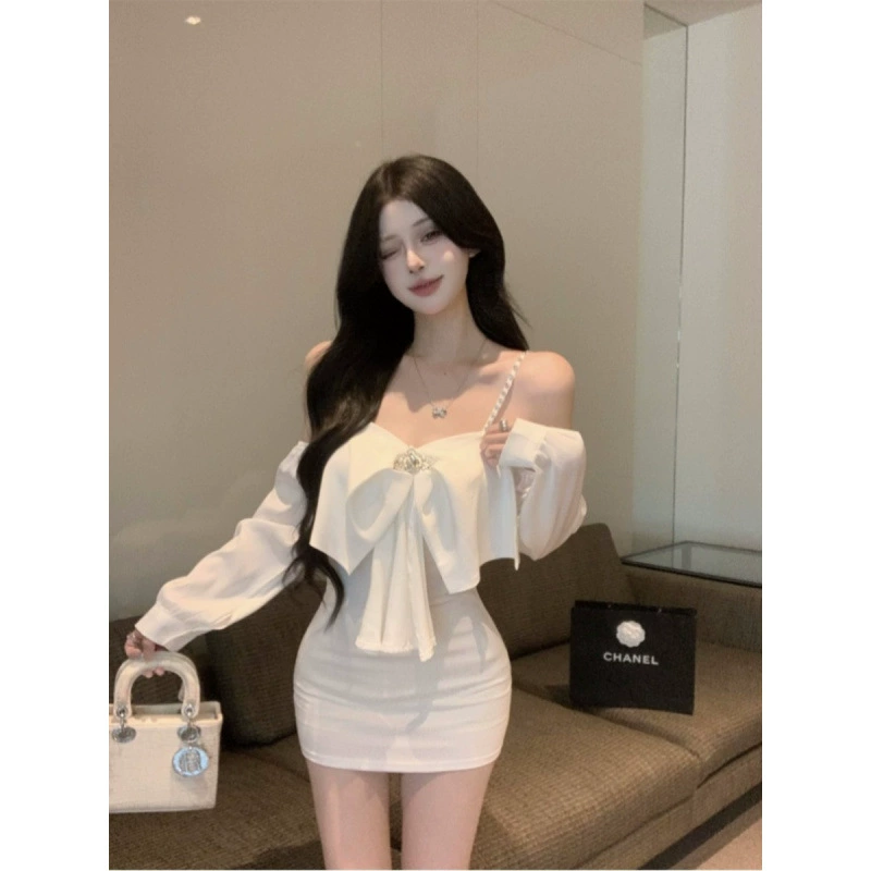 Nana, французский дизайн, белая цепочка с бриллиантами, горячее сексуальное женское летнее платье на подтяжках Pure Desire, облегающая юбка