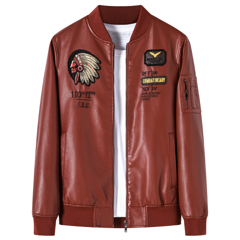 Men's Leather Jacket With Indian Embroidery And Velvet Lining_voghion.com
