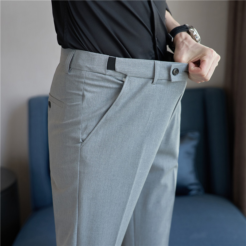 Primavera y verano nuevos hombres pantalones de traje casual cintura estiramiento Delgado pantalones recortada moda coreana pantalones flacos de los hombres pantalones traje Pantalones