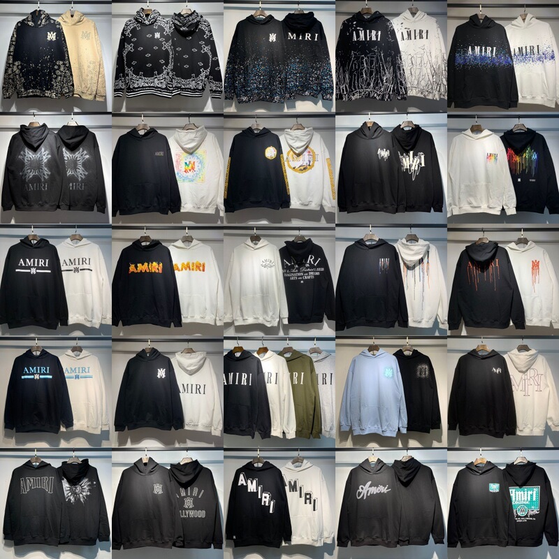 Cross-border European and American new AMIRI cracked letter hooded sweatshirt for men, trendy brand, loose fit, couple style, spring and autumn street style Cross-border European and American new AMIRI cracked letter hooded sweatshirt for men, trendy brand, loose fit, couple style, spring and autumn street style