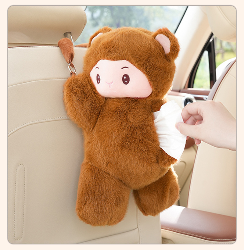 Car Tissue Box New Cute Penguin Plush Doll Car Chair Back Hanging Bag Paper Box for Women