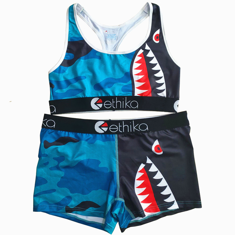 Ethika Women's Suit Summer Street Camouflage Digital Print Tight Vest Shorts Two-Piece Set Fashionable and Casual