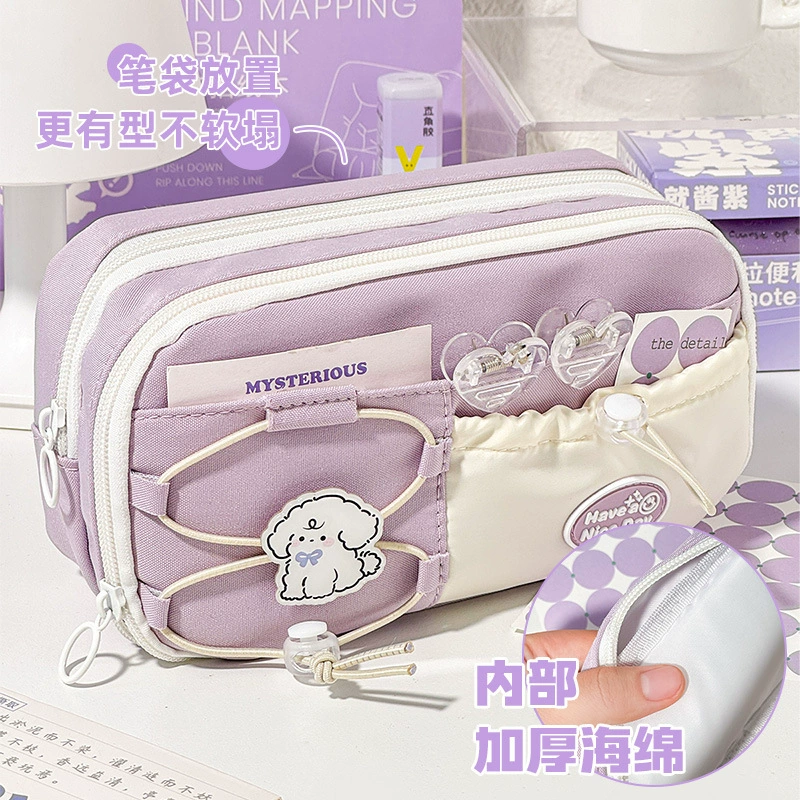 Таро Пурпурная сумка для ручек для ручек для студентов in Xiaozhong High Yan большой объем Многофункциональная канцелярская сумка для хранения косметических сумок