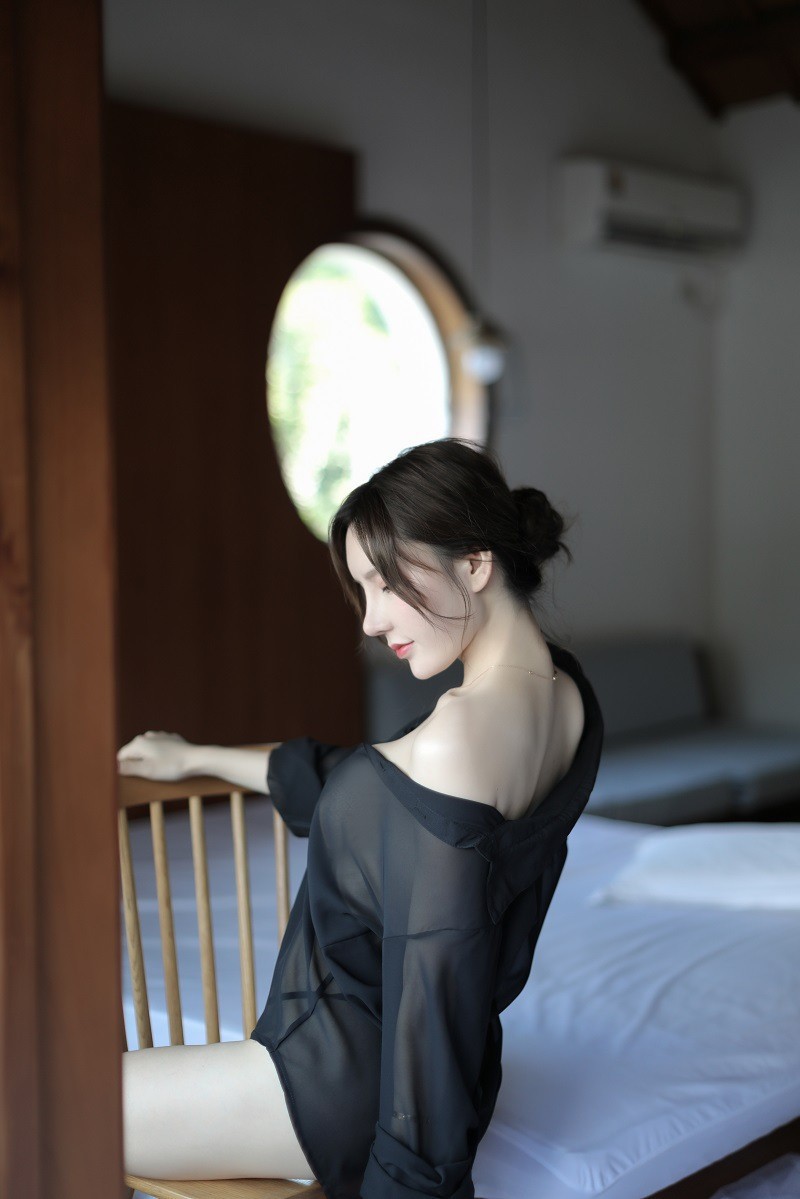 Sheer Chiffon Boyfriend Shirt Lingerie for Women, White Costume Uniform, One Size — detail image 15