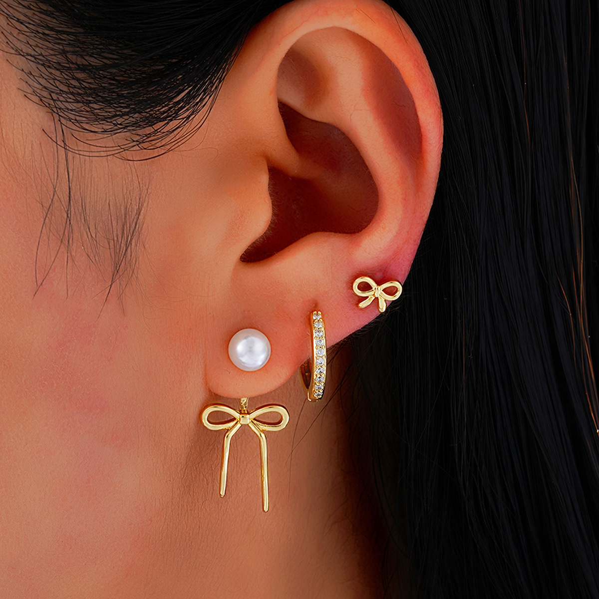 2025 New Cross-Border High-End Bow Necklace Simple and Versatile Fashionable Women's Butterfly Earrings Jewelry