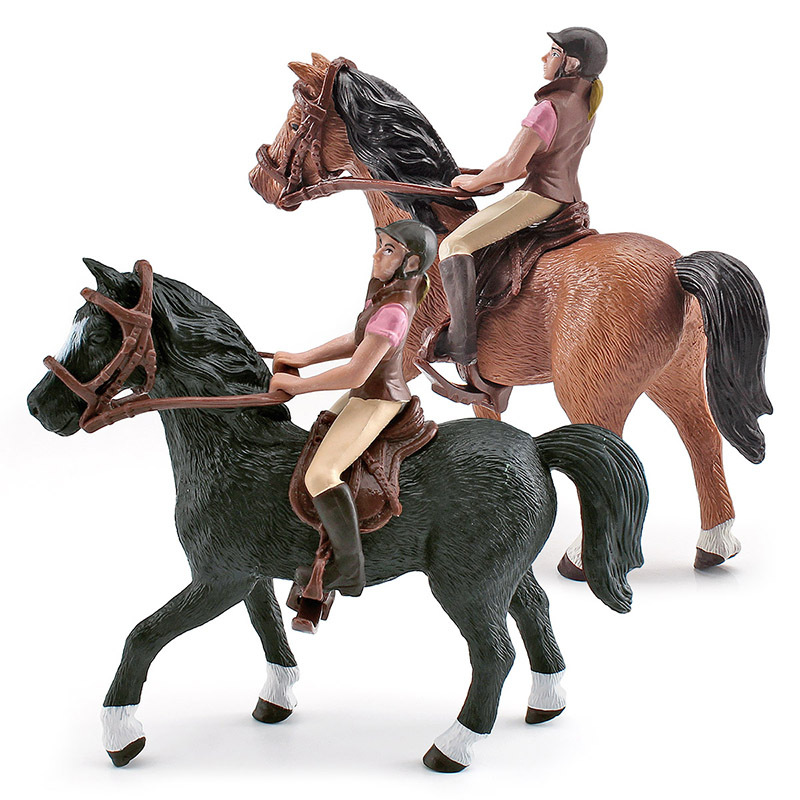 Cross-Border Children's Simulation Horse Female Rider Model Rider Qianli Horse Set Horse Competitive Scene Ornament Toy