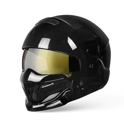 Motosiklet kaskı (dəbilqə) 3C/Dot Certified, Can Be Equipped - bright-black-gold-plated-m53-54cm