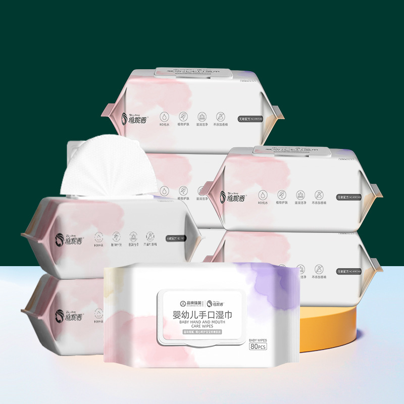 Toallitas de mano de bebé al por mayor 80 piezas Paquete Grande bebé niños toallitas con cubierta toallitas infantiles fábrica al por mayor