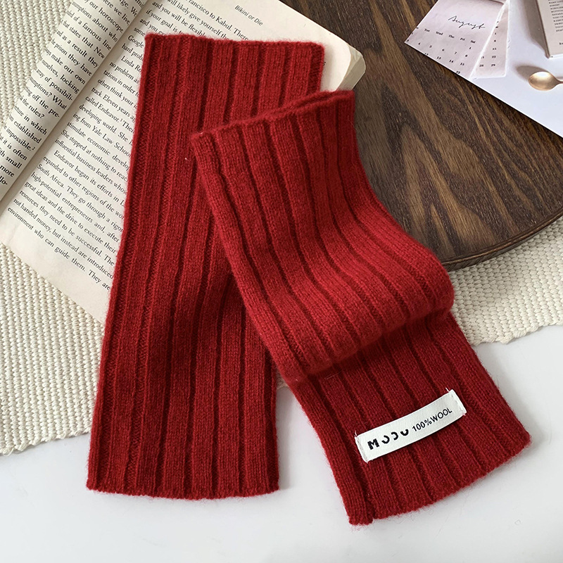 Guantes de lana de punto de invierno nuevo estilo coreano grueso caliente anticongelante manguera de color sólido guantes de medio dedo de moda universal