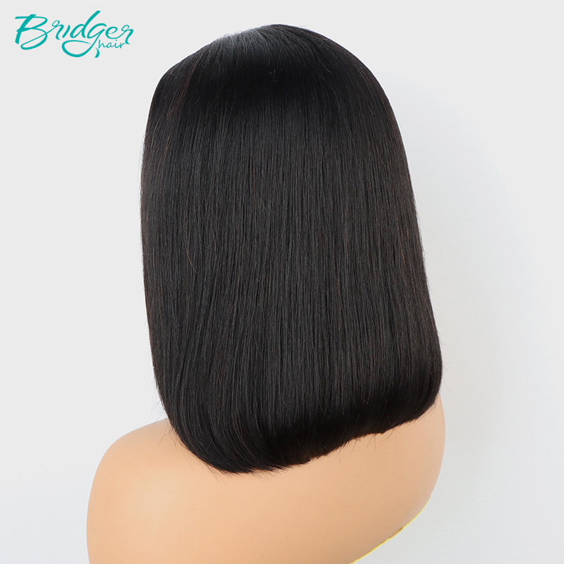 13*4 nähte doppel ziehen BOB kopfbedeckung natürliche farbe echthaar humanhair perücken_voghion.com