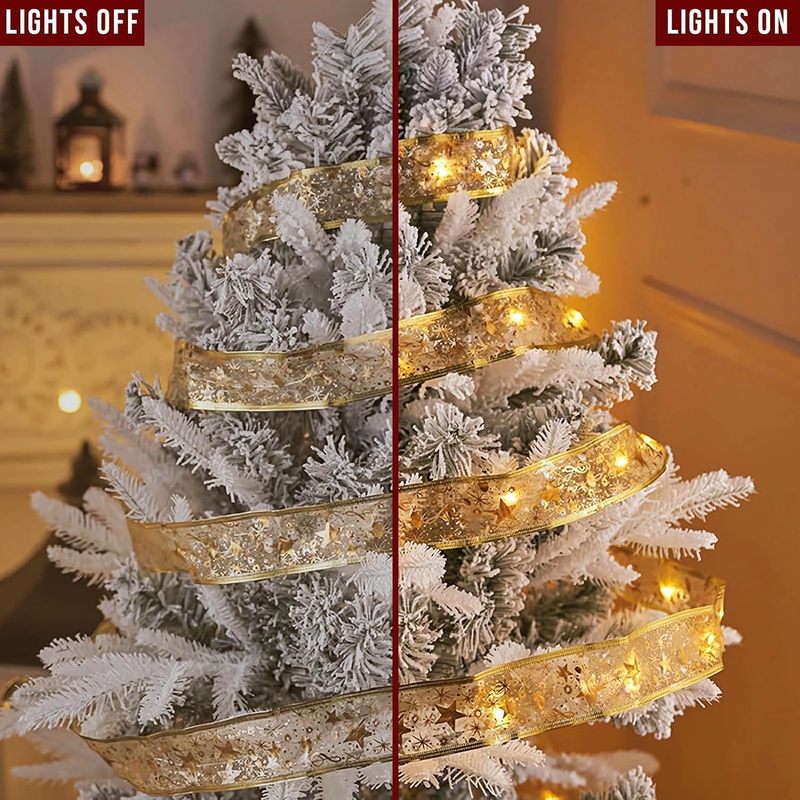 Ledクリスマスリボンライト祝日発光クリスマスツリー装飾イルミネーションクリエイティブシーンアレンジペンダントプレゼントリボン|undefined