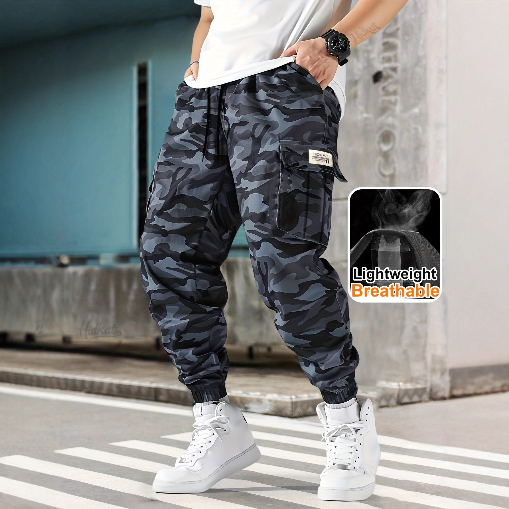 迷彩工装裤跨境欧码男士常规长裤小脚多口袋时尚休闲户外活动长裤