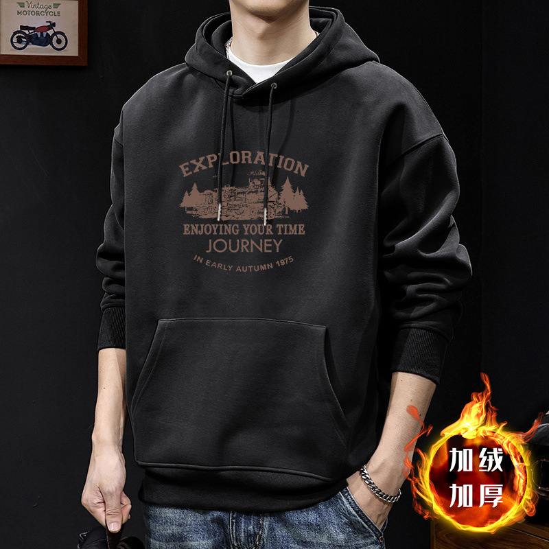 Invierno chaqueta de hombre con capuzas invierno más veludo engrosado marca de tendencia de otoño pesado nuevo otoño invierno ropa de hombre primavera y otoño