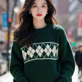 毛衣女秋冬季新款时尚复古慵懒风感针织上衣
