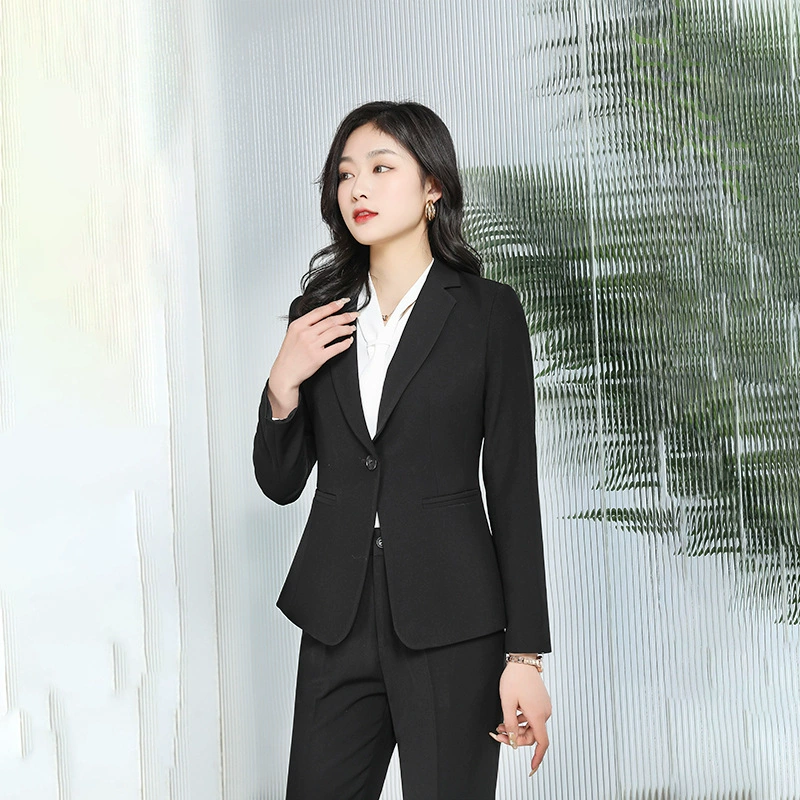 Костюм-костюм, женский весенне-осенний женский черный костюм с длинными рукавами, куртка, приталенное платье, рабочая одежда для студентов колледжа, собеседование