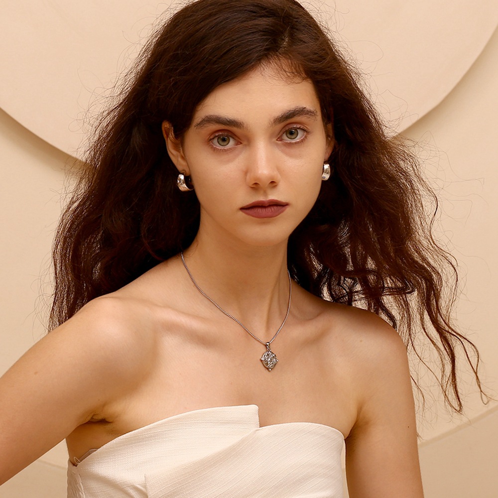 Zircon Inlaid Tarot Stainless Steel Pendant Necklace