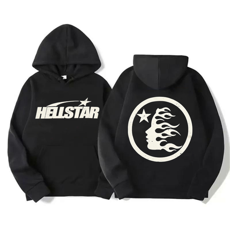 Cross-Border Hellstar American Fashion Brand Hellstar Sweatshirt Men's Autumn and Winter Large Size Velvet Sweatshirt Pullover Hoodie
