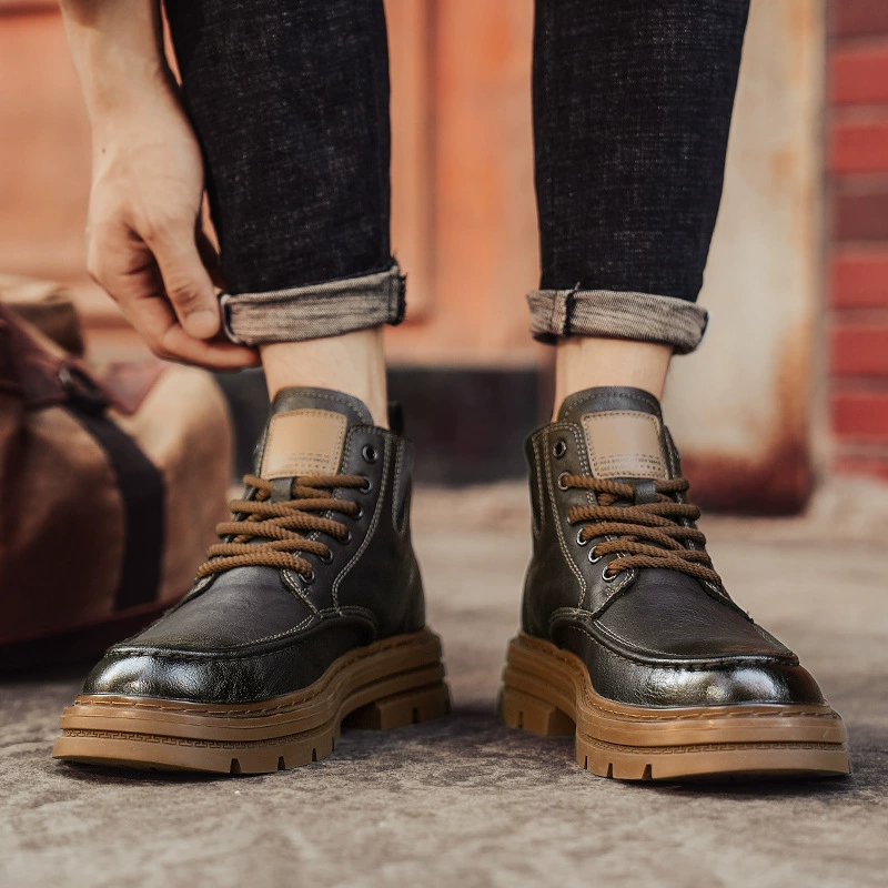 Высокие ботинки (Martens), демисезонная платформа, повседневные, размеры 39–44, тёмно‑коричневые/чёрные