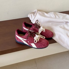 复古美式松果鞋女2025秋季新款赛车鞋红色德训鞋休闲板鞋阿甘鞋潮