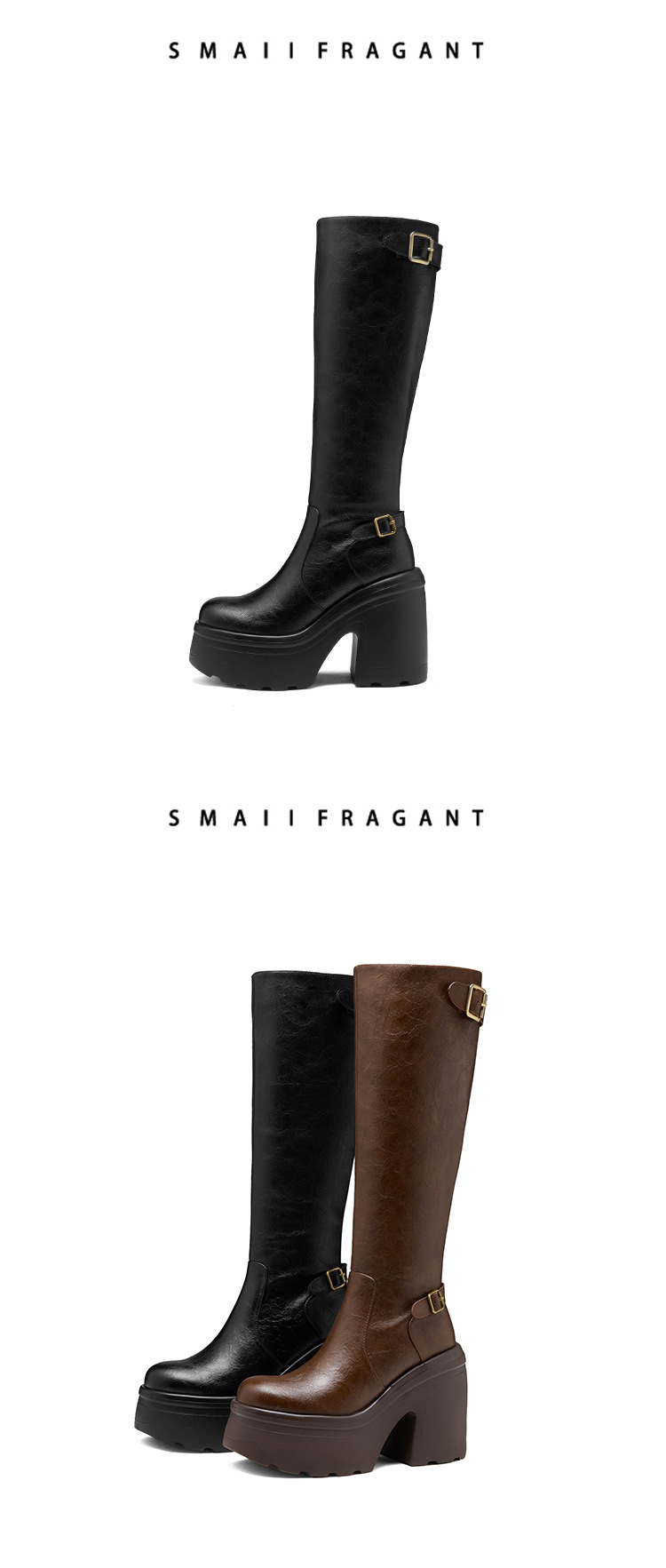 Boot nữ cổ thấp gót dày 12 cm phong cách Anh, đi xe máy — nhung nâu chi tiết 9