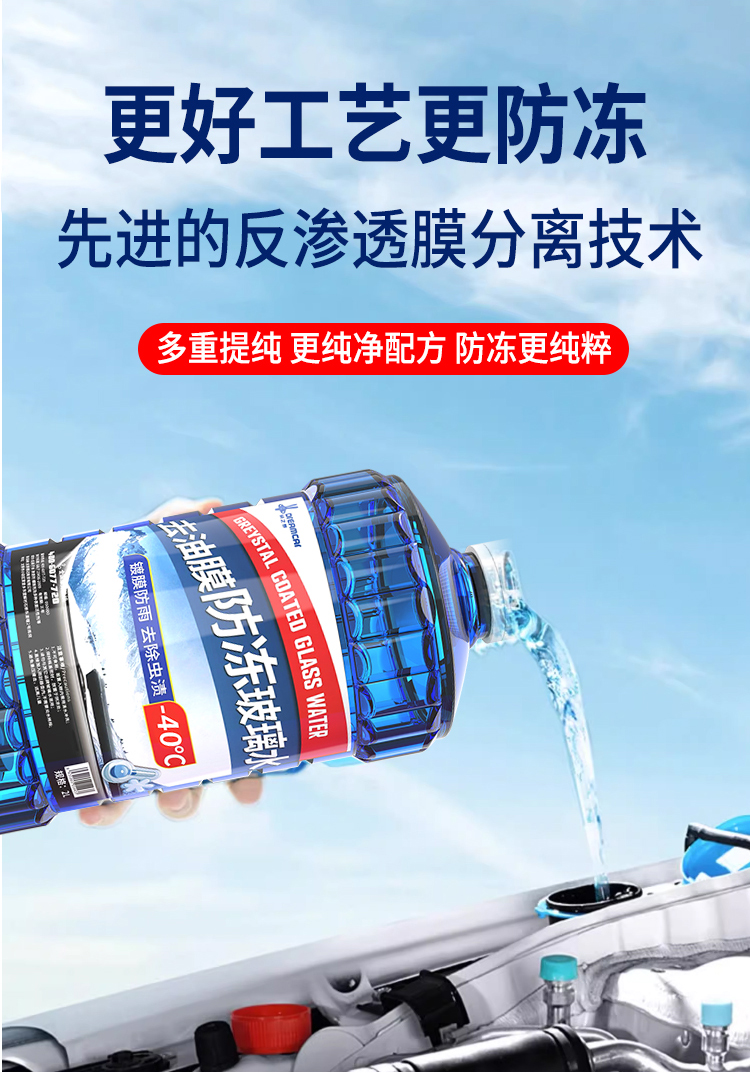 Antifreeze windshield washer fluid for Northeastern cars, removes oil film and dirt, does not freeze at -25 to 40 degrees, wiper fluid