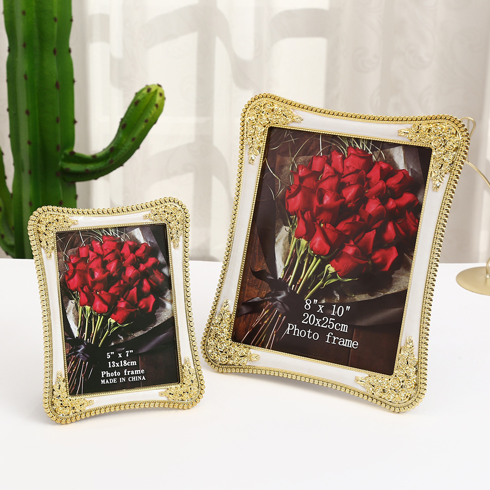 Amazon Light Luxury European Style Horizontal and Vertical Universal Photo Frame Wedding Photo Cross-border Creative Centerpiece Picture Frame Photo Stand Home Decor