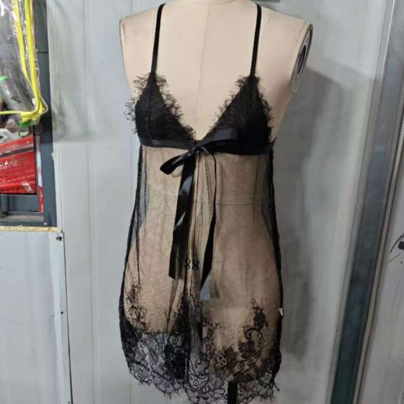 Bingliu Guo Sexy Lingerie, Sexy Pajamas, Sexy Temptation Lace Mesh See-Through Pajamas