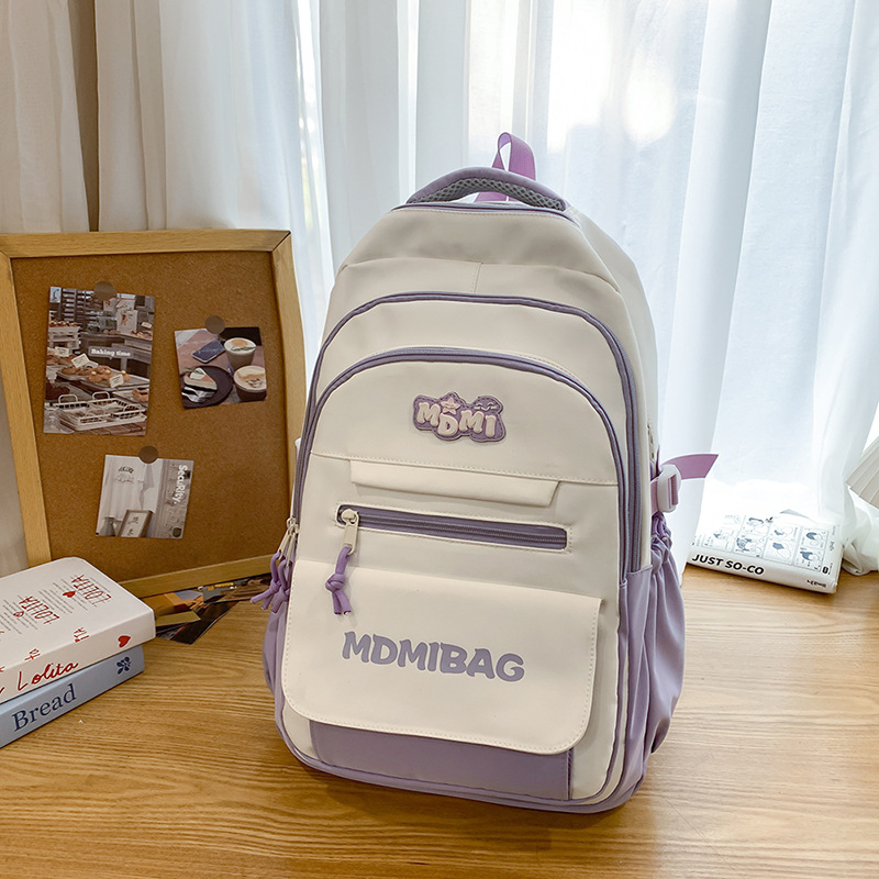 Mochilas escolares niñas de secundaria de alto valor facial nicho estilo insfeng estudiantes de secundaria de gran capacidad chocan con el color de los estudiantes de primaria para reducir la carga mochila