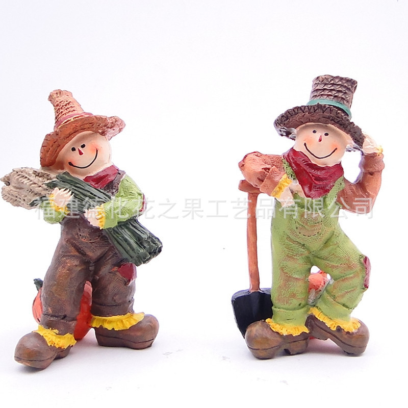Cross-Border Harvest Festival Dwarf Scarecrow Decoration Ornament Doll Thanksgiving New Elf Goblin Resin