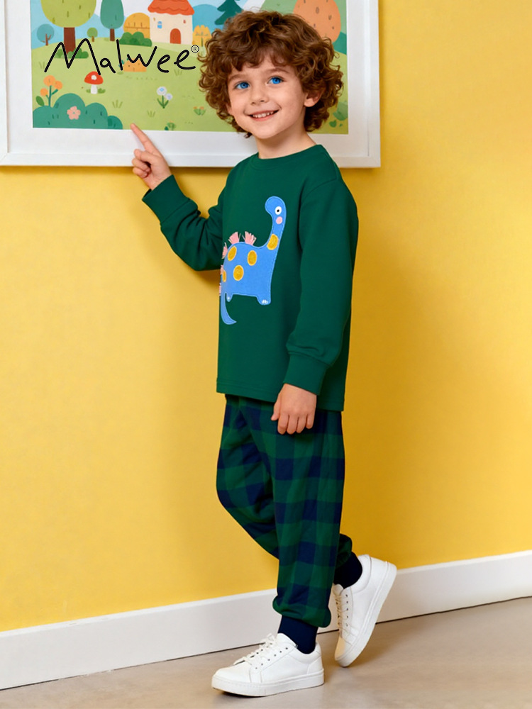 Malwee transfronterizo ropa de hogar infantil otoño y invierno nuevo estilo europeo y americano para niños de cuello redondo de manga larga ropa casual para niños