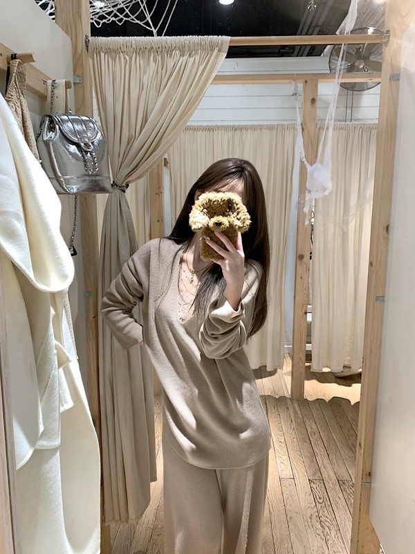 秋冬季新款套装女长袖宽松针织衫上衣蕾丝背心高腰休闲裤子三件套|undefined