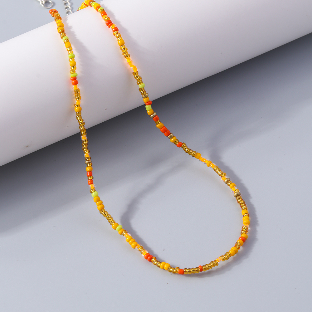 1 Piece Quantity Simple Style Round Resin Seed Bead Beaded Chain Beaded Necklaces Wholesale