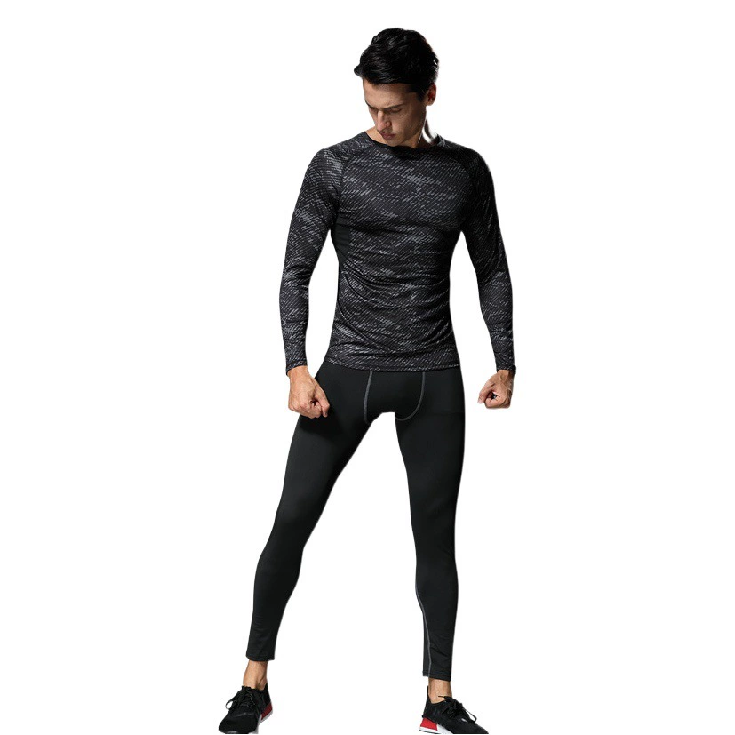 Одежда для фитнеса для мужчин на осень и зиму, теплые костюмы на флисовой подкладке, облегающая одежда, быстросохнущая одежда для бега, спортивная одежда с длинными рукавами для активного отдыха в наличии.