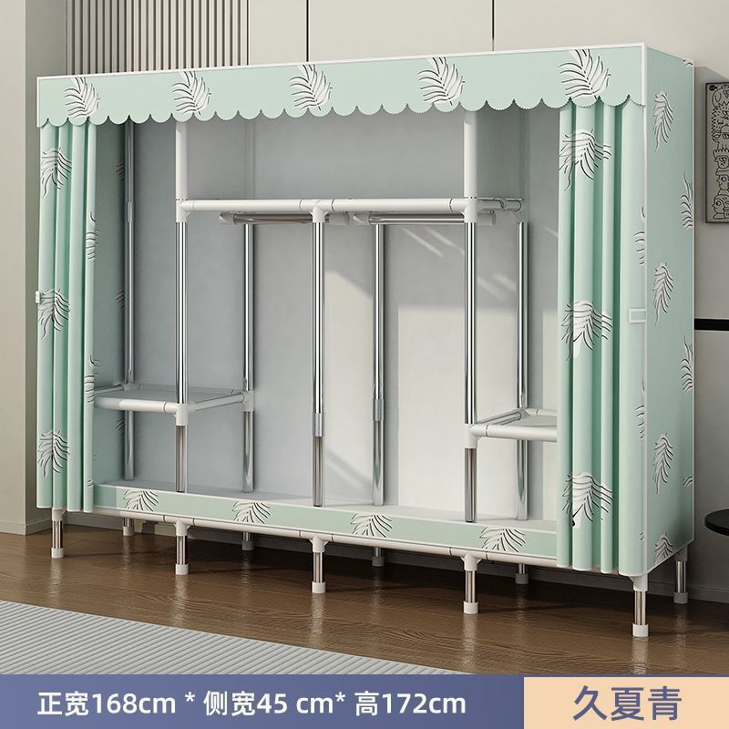 耐用加粗组装结实全钢架柜出租房立式加固衣橱子简易衣柜家用卧室|undefined