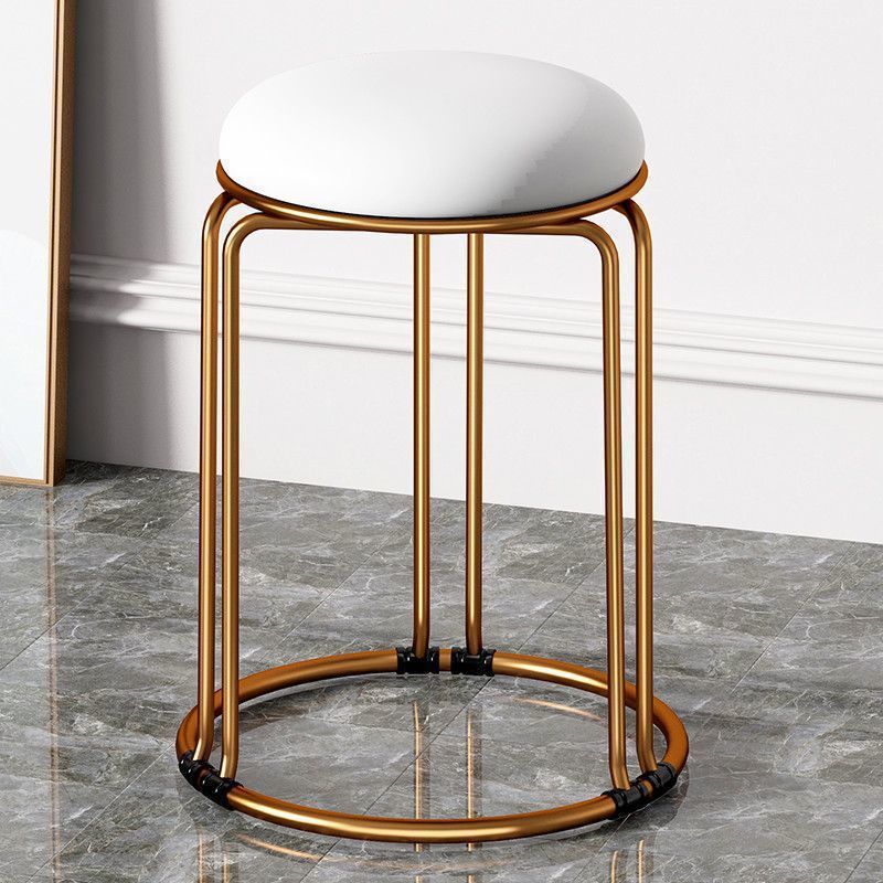 [굵은 6열 솔리드 스틸바-골드다리] 화이트-가죽