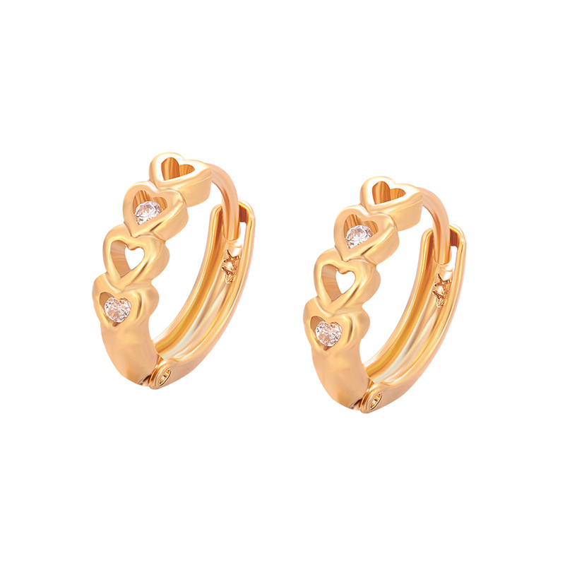 Aretes de Aro con Corazón Calado de Aleación para Mujer image 6