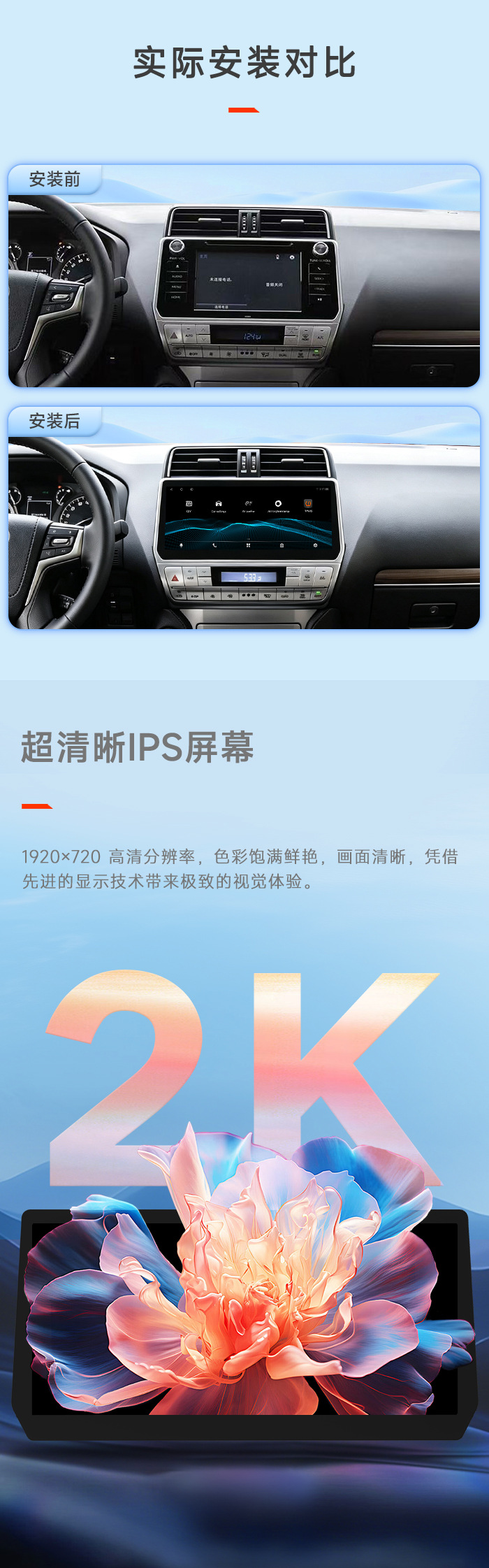 Suitable for Toyota Prado 12.3inch Android head unit with carplay car navigation