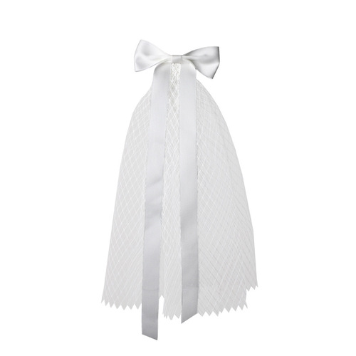 V664 Factory Wholesale Forest Retro Super Fairy White Satin Ribbon Bow Internet Celebrity Certificate Registration Bridal Veil