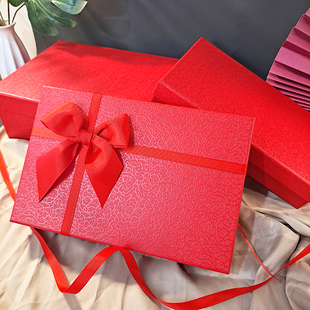 Red Gift Box Empty Box Festive Gift Box Ready-Made New Year Gift Box Scarf Gift Box Packaging Box Customization