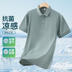 100%丝光长绒棉200G不变型扁机二级领时尚四合扣7A抗菌凉感polo衫