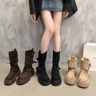网红爆款两穿机车马丁靴子女2025年秋冬季新款厚底增高小个子短靴