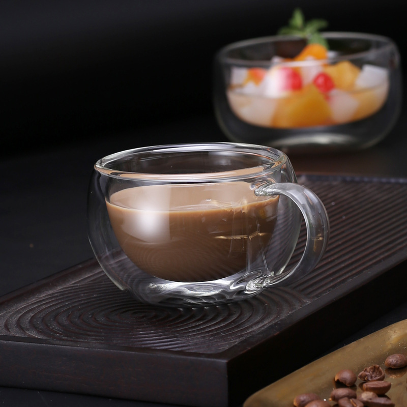 Con hombres y mujeres Oficina transparente taza de agua de vidrio taza de jugo de café creativo doble taza de leche de vidrio