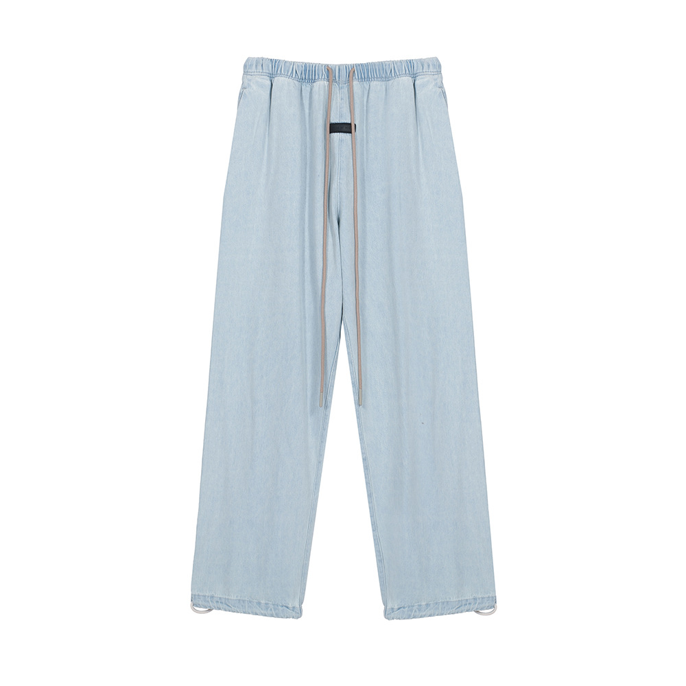 High Street ESSENTIALS FOG Pantalones vaqueros con cordón recto con correa elástica Lavado y pantalones casuales sueltos