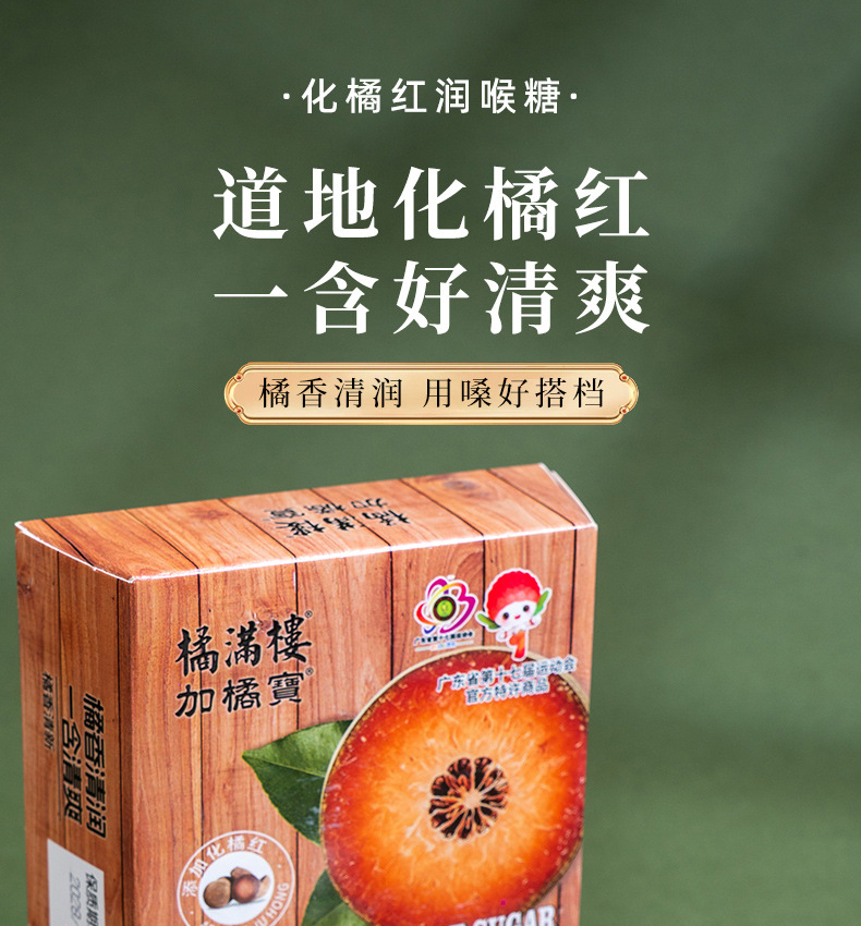 Huazhou Tangerine Peel Throat Lozenges Hua Ju Hong 70g Herbal Candy with Mint overview